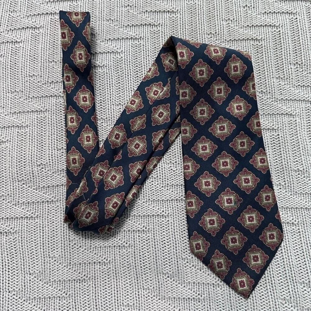 Vintage Coach black geometric Italian silk tie